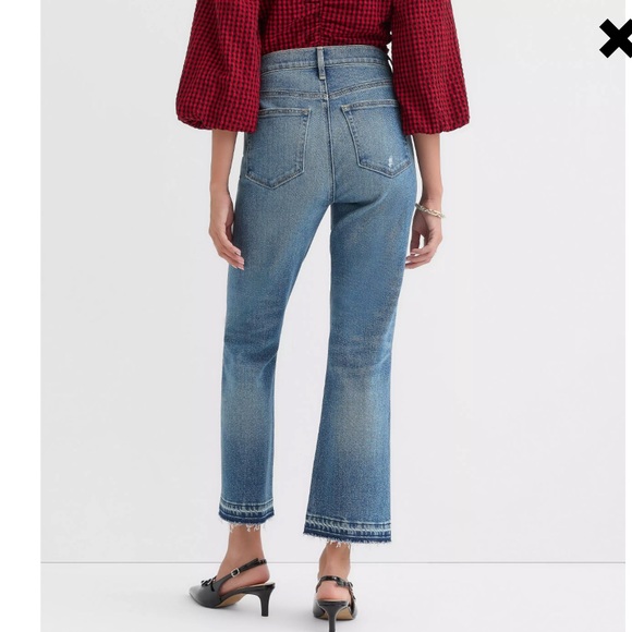 LOFT Button-Fly HIGH RISE CROP KICK Jeans EXCELLENT Sz 12 - Picture 2 of 5
